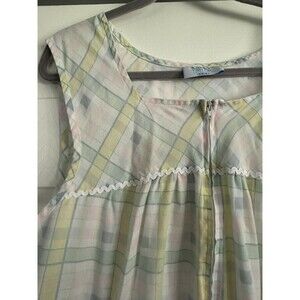 Vtg Ashley Taylor Plus Granny Granny Core Cotton Knee Length Nightgown Plaid Zip